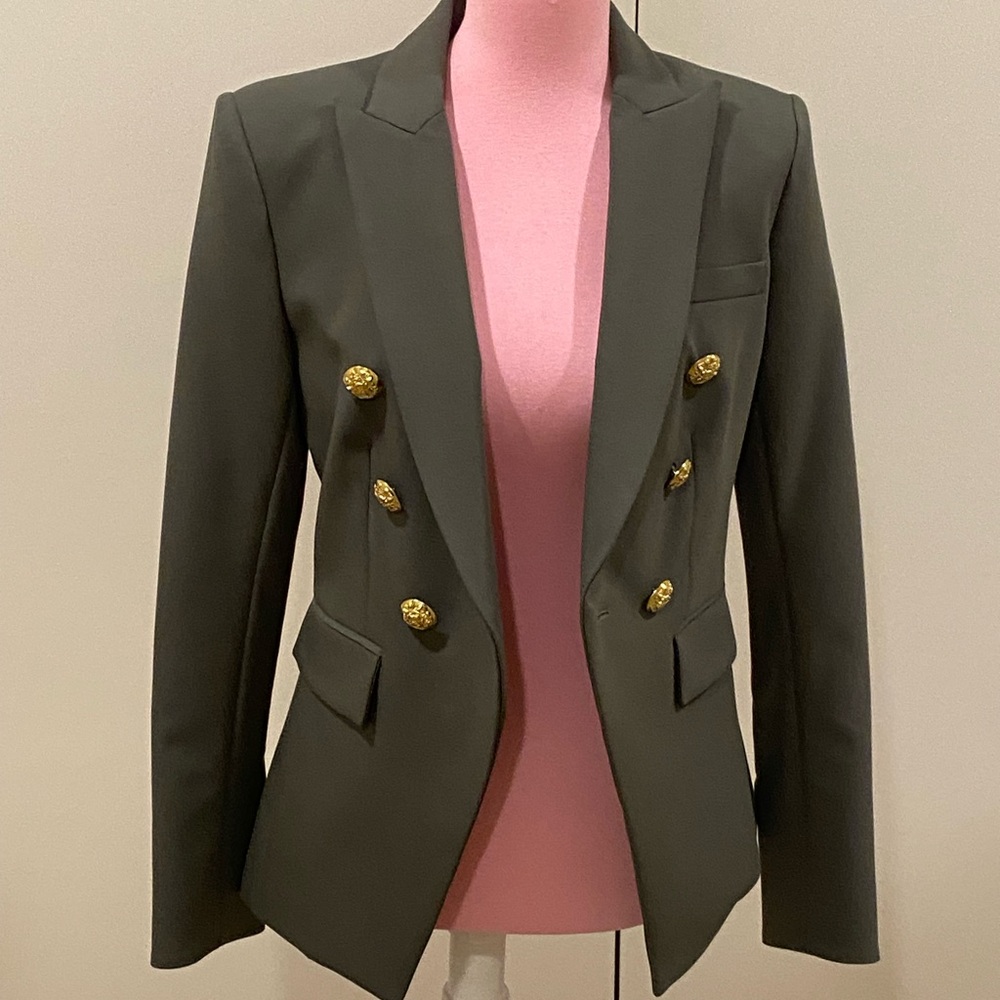 Veronica Beard Olive Green Blazer with Gold Buttons